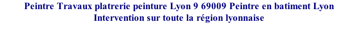 Peintre Travaux platrerie peinture Lyon 9 69009 Peintre en batiment Lyon Intervention sur toute la région lyonnaise
